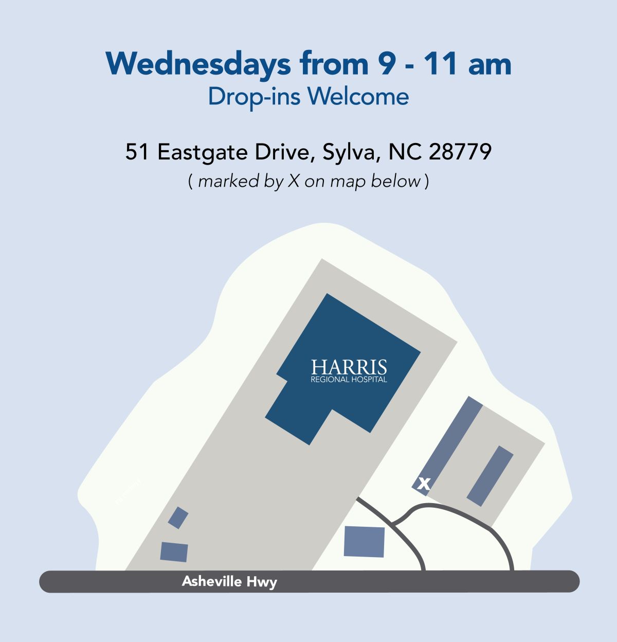 Wednesday from 9-11am. Drop-ins Welcome at 51 Eastgate Dr., Sylva, NC 28779